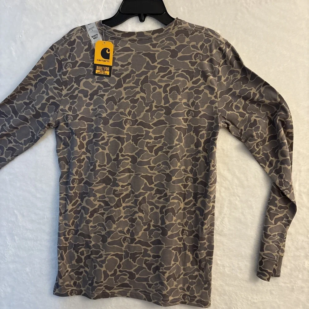 carhartt t shirt Youth Long Sleeve, Camo Print, Size Medium 10/12